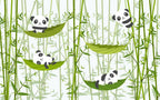 Bamboo Panda Wallpaper : Green Leaves Kids Mural - View 2