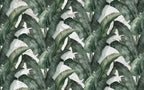 Dark Banana Leaf Wallpaper : Moody Green Tropical Pattern - flat design