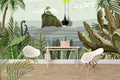 Tropical Island Ocean Wallpaper : Palm Jungle Seascape Mural