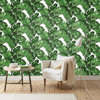 Classic Banana Leaf Wallpaper : Bright Green Tropical Pattern - View 3