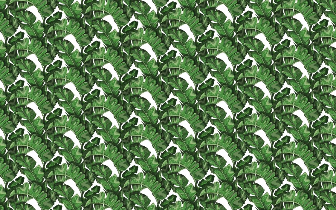 Classic Banana Leaf Wallpaper : Bright Green Tropical Pattern - flat design