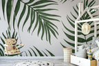 Green Palm Frond Wallpaper : Minimal Tropical Leaf Mural - View 3