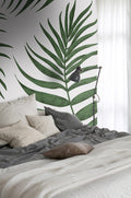 Green Palm Frond Wallpaper : Minimal Tropical Leaf Mural