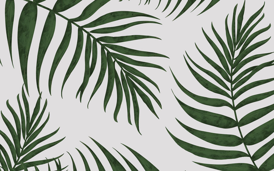 Green Palm Frond Wallpaper : Minimal Tropical Leaf Mural - flat design