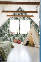 Small Fern Leaf Wallpaper : Green Palm Frond Pattern - View 2