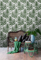 Small Fern Leaf Wallpaper : Green Palm Frond Pattern - View 3