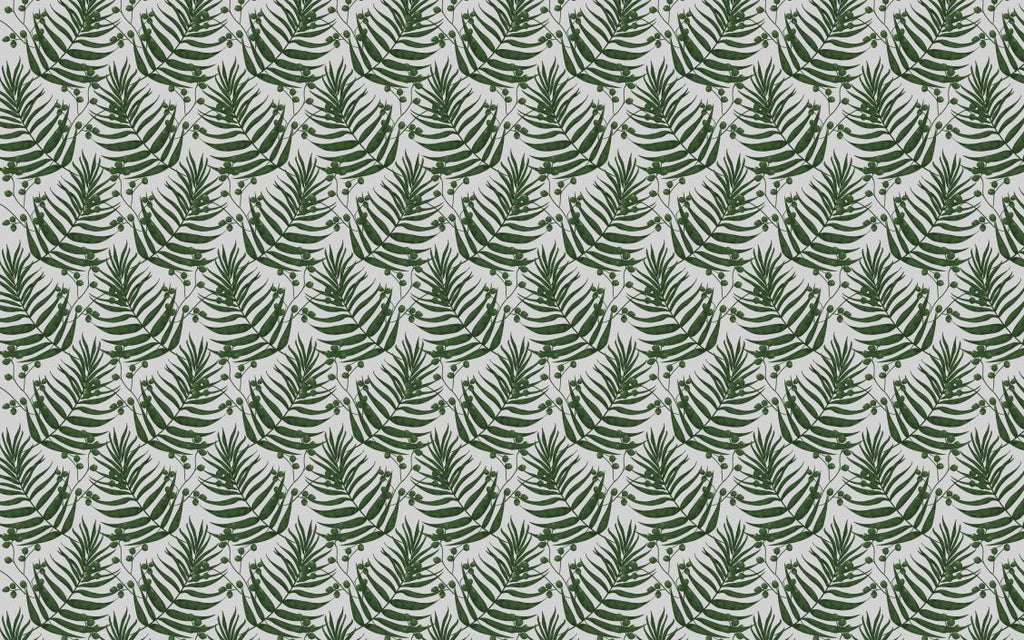 Small Fern Leaf Wallpaper : Green Palm Frond Pattern - flat design