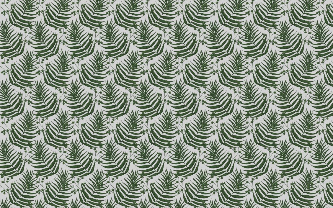 Small Fern Leaf Wallpaper : Green Palm Frond Pattern - flat design