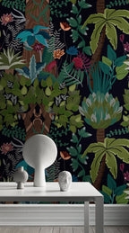 Dark Jungle Floral Wallpaper : Black Tropical Garden Pattern - View 3