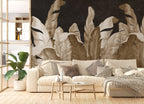 Gold Banana Leaf Wallpaper : Black Luxury Tropical Mural