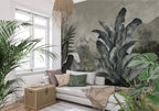Dark Misty Jungle Wallpaper : Moody Tropical Leaf Landscape Mural - View 3