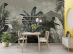 Dark Misty Jungle Wallpaper : Moody Tropical Leaf Landscape Mural