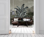 Dark Misty Jungle Wallpaper : Moody Tropical Leaf Landscape Mural - View 4