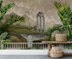 Ancient Ruins Tropical Wallpaper : Roman Temple Garden Mural