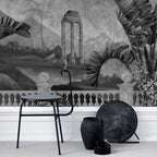 Ancient Ruins Wallpaper : Grey Tropical Columns Moonlight Mural - View 3