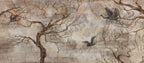 Vintage Tree Branch Wallpaper : Distressed Birds Mural - flat design