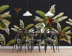 Black Banana Leaf Wallpaper : Hummingbird Tropical Mural - View 3