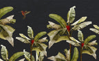 Black Banana Leaf Wallpaper : Hummingbird Tropical Mural - flat design