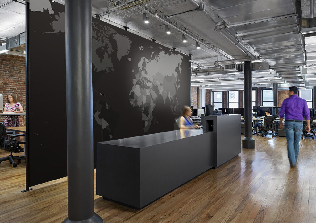 Dark Grey World Map Wallpaper : Charcoal Countries Map Mural - View 4