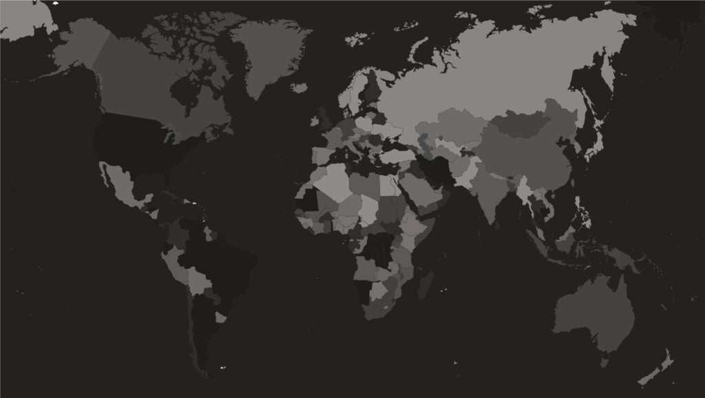 Dark Grey World Map Wallpaper : Charcoal Countries Map Mural - flat design