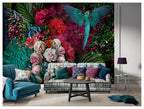 Parrot Peony Wallpaper : Vibrant Floral Bird Mural - View 3