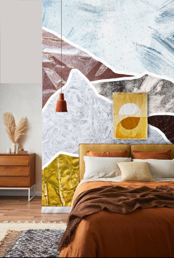 Marble Mountains Wallpaper : Layered Stone Paper Cut Mural - View 4