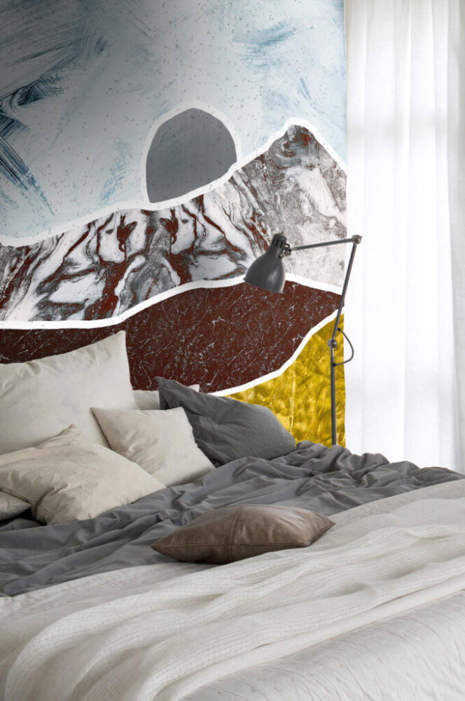 Marble Mountains Wallpaper : Layered Stone Paper Cut Mural - View 5