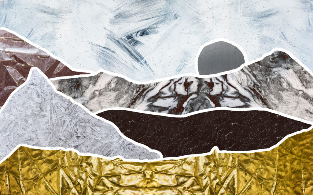 Marble Mountains Wallpaper : Layered Stone Paper Cut Mural - View 2