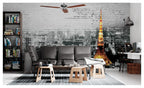 Eiffel Tower Brick Wallpaper : Paris Night Skyline Mural - View 3