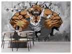 Muscle Bulldog Wallpaper : 3D Gym Breakthrough Mural - View 3
