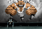 Muscle Bulldog Wallpaper : 3D Gym Breakthrough Mural - View 4