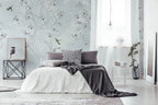 White Blossom Tree Wallpaper : Hummingbird Sketch Mural - View 3