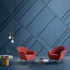 Blue Diagonal Panel Wallpaper : 3D Geometric Molding Mural