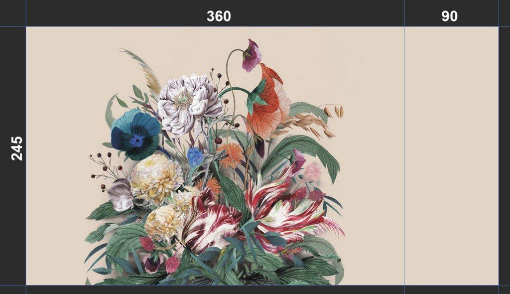 Colourful Flower Bouquet Mural – view 2