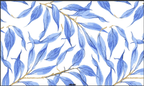 Blue Watercolour Leaves Mural – view 3
