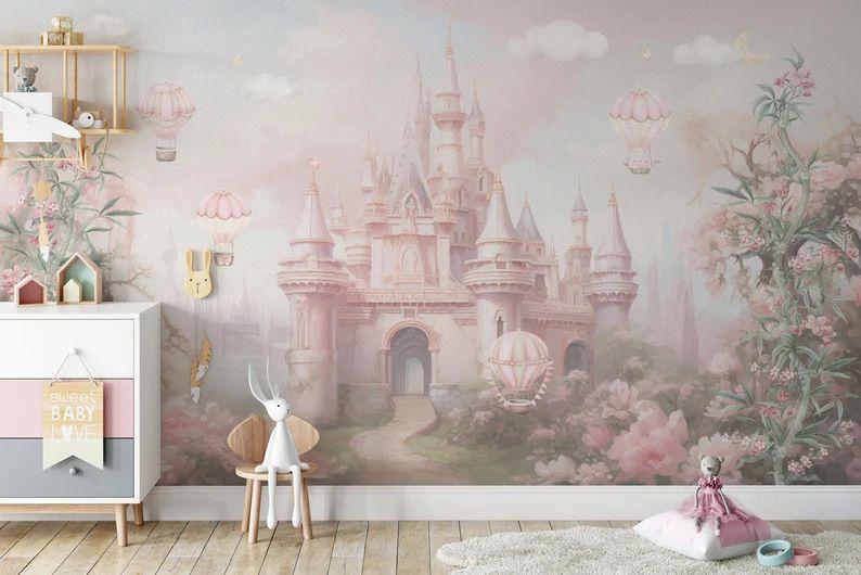 Pink Dream Castle Kids Mural
