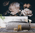 Black Peony & Rose Floral Mural