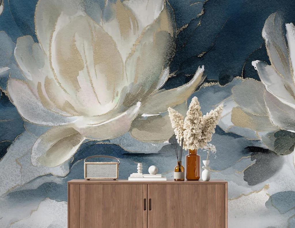 Watercolour Water Lily Mural