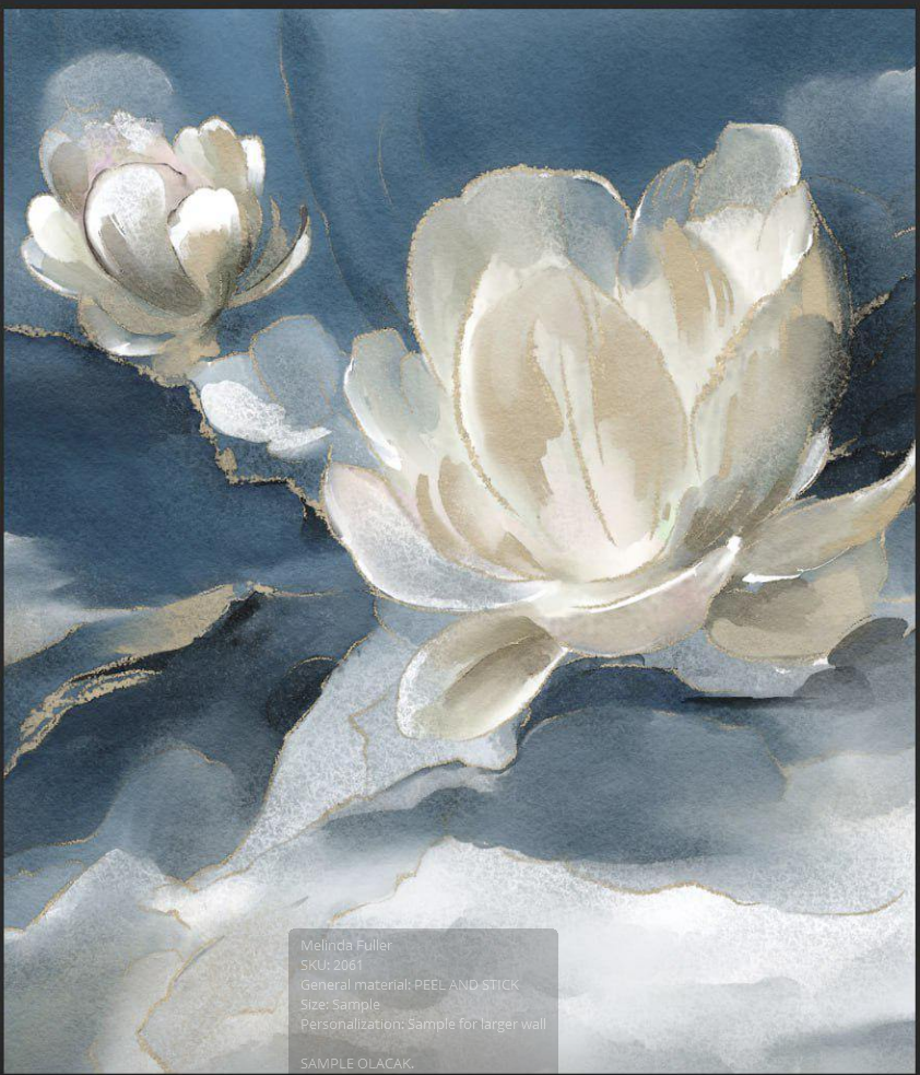 Watercolour Water Lily Mural – view 3