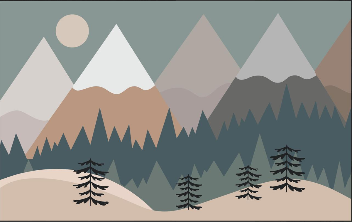 Boho Moonlit Forest Mural