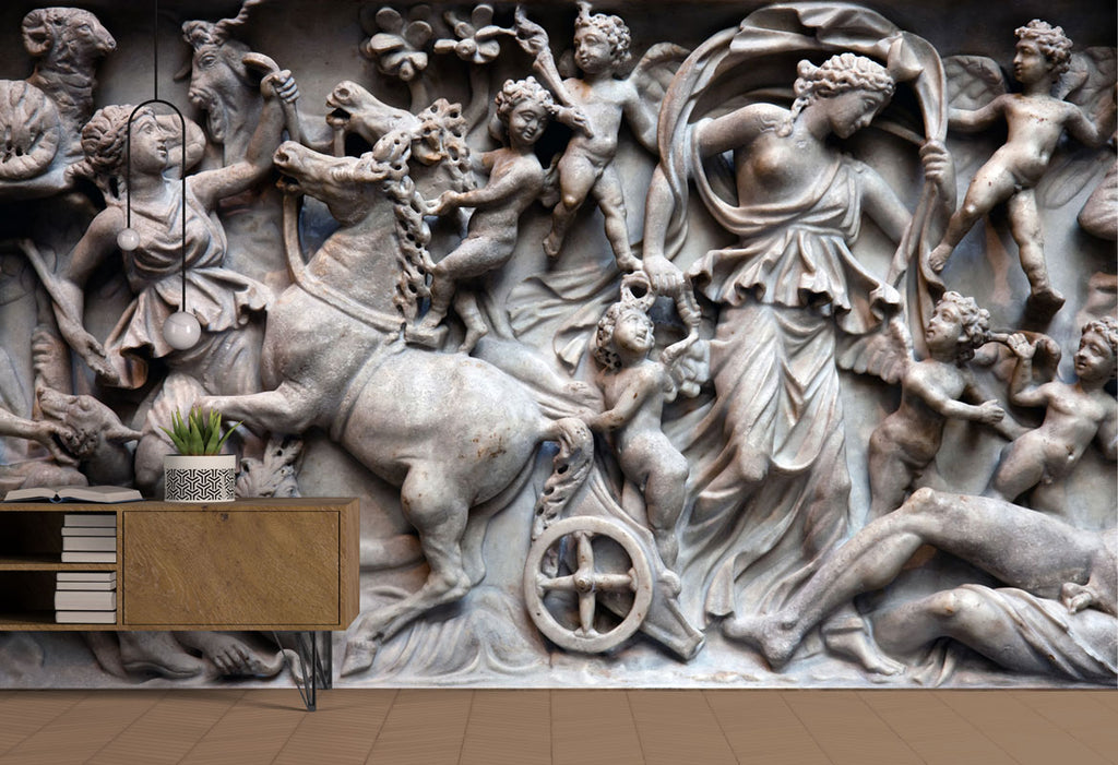 Classical Relief Sculpture Wallpaper : Stone Mythology Frieze Mural - View 2