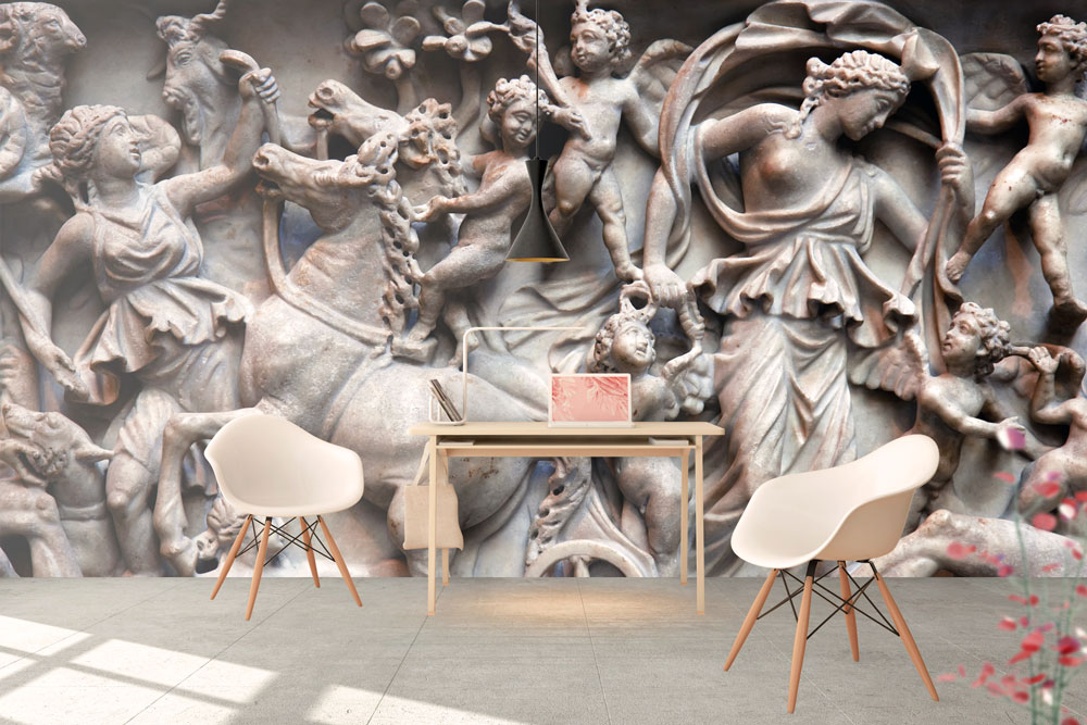 Classical Relief Sculpture Wallpaper : Stone Mythology Frieze Mural - View 3