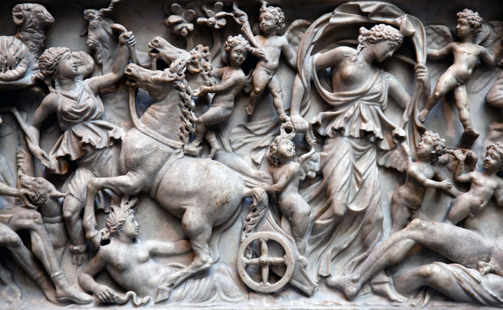 Classical Relief Sculpture Wallpaper : Stone Mythology Frieze Mural - flat design