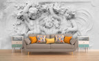 Cherub Relief Wallpaper : White Plaster Angels Mural - View 3
