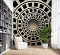 3D Coffered Dome Wallpaper : Spiral Tunnel Illusion Mural