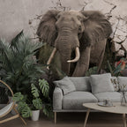 Elephant Wallpaper : 3D Wall Breakthrough Tropical Mural