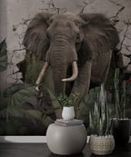 Elephant Wallpaper : 3D Wall Breakthrough Tropical Mural - View 3
