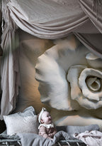 White Rose Relief Wallpaper : 3D Sculpted Rose Mural - View 4