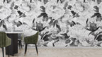 Black and White Floral Wallpaper : Monochrome Peony Mural - View 3