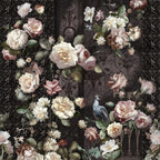 Baroque Rose Wallpaper : Dark Damask Peony Floral Mural - flat design